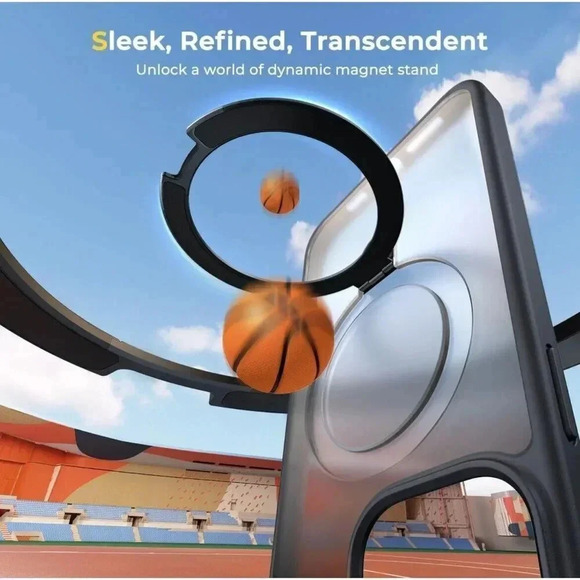 Humixx Translucent Black Case For iPhone 15 Pro Max 6.7” Kickstand Mag-Guard - Picture 4 of 10